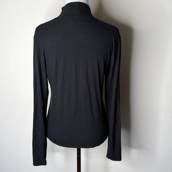 Abercrombie Black Rib Mock Neck Long Sleeve Top - Picture 6 of 6